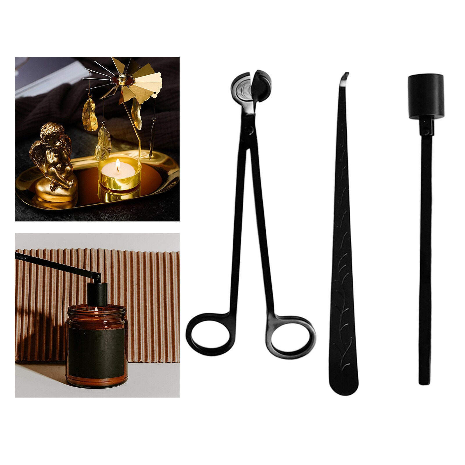 Black Candle Wick Trimmer Snuffer Dipper Oil Lamp Cutter Tool Care Kit