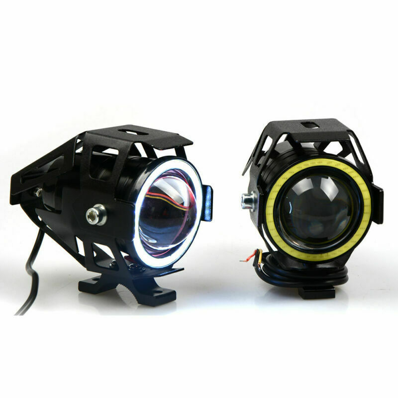 2PCS CREE LED 125W Motorcycle Headlights Driving Fog Lights Spot Lamp DRL+Switch
