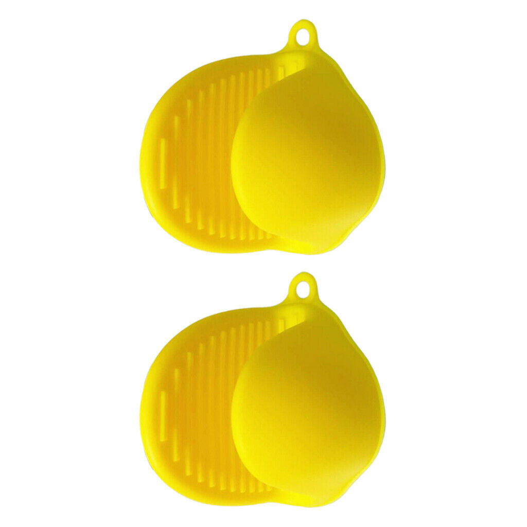 Yellow & Orange Silicone Gloves Oven Pot BBQ Baking Hand Clip Protector