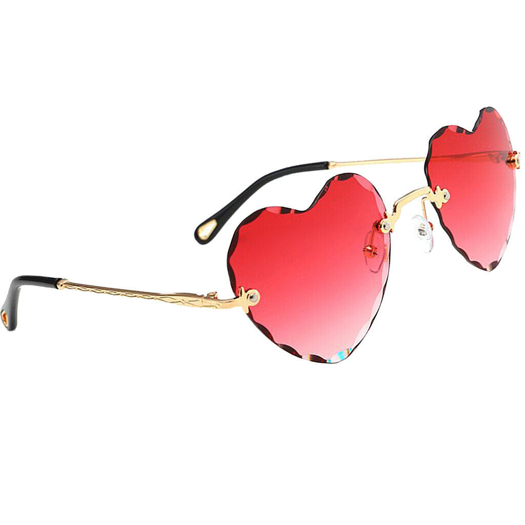 2x Womens Heart Shaped Rimless Sunglasses Tinted Lens Eyewear UV Protection