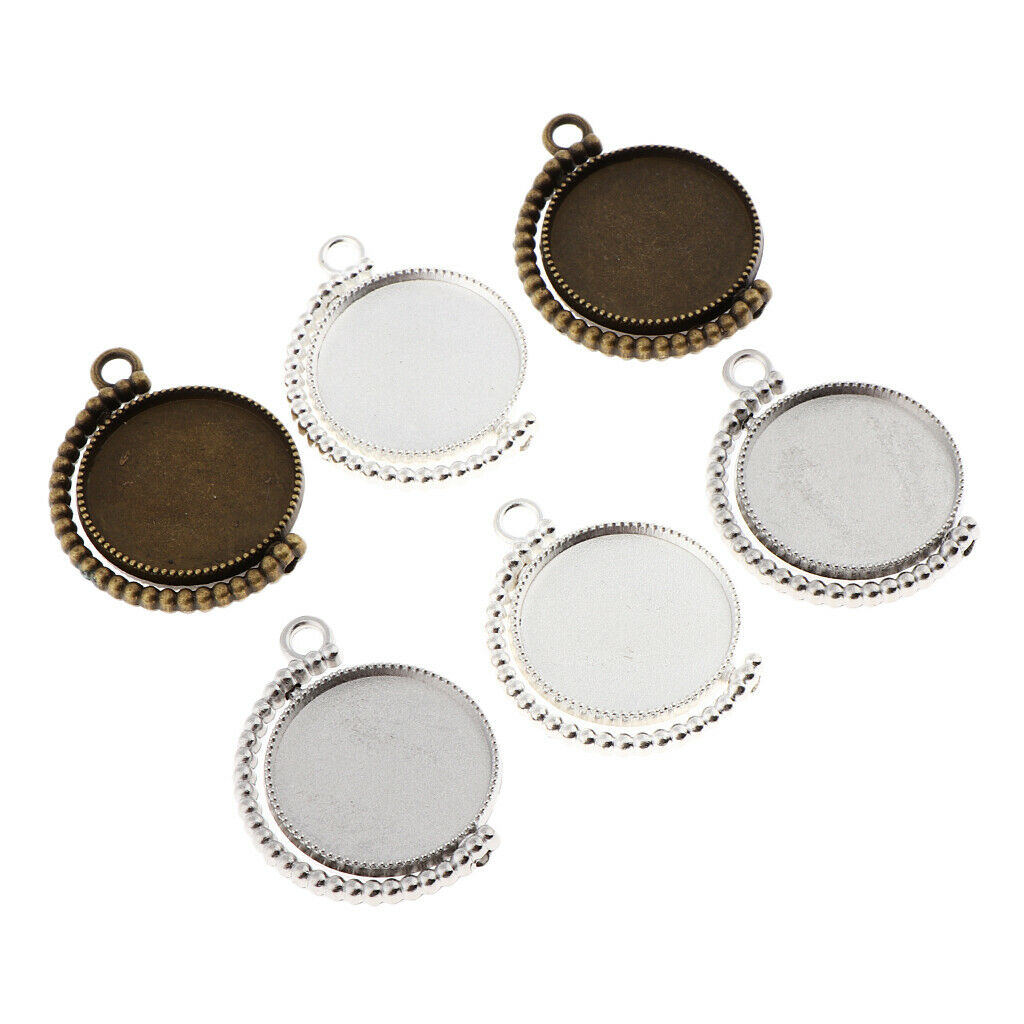 6 Pcs Blank Rotary Charm Pendant Base Settings Tray for