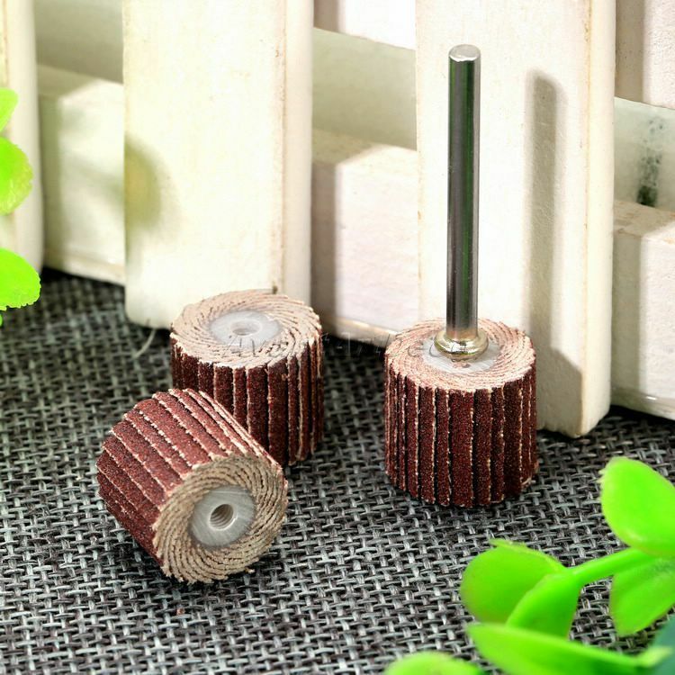 10Pcs 240 Grit 12X12mm Sanding Polishing Flap Head W 3mm Arbor for Power Rotary