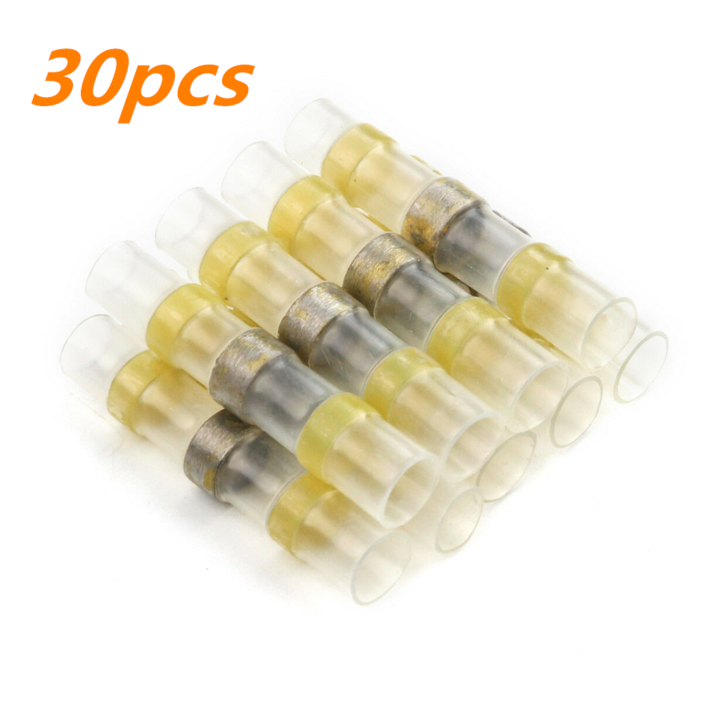 Yellow 12-10 AWG Heat Shrink Wire GA Gauge Solder Seal Connectors Terminals 30x