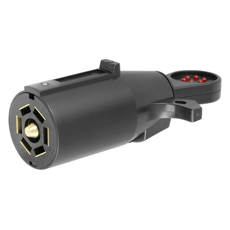 7 Pin Blade Trailer Light Wiring Circuit Tester Round Adapter Plug For RV Boats