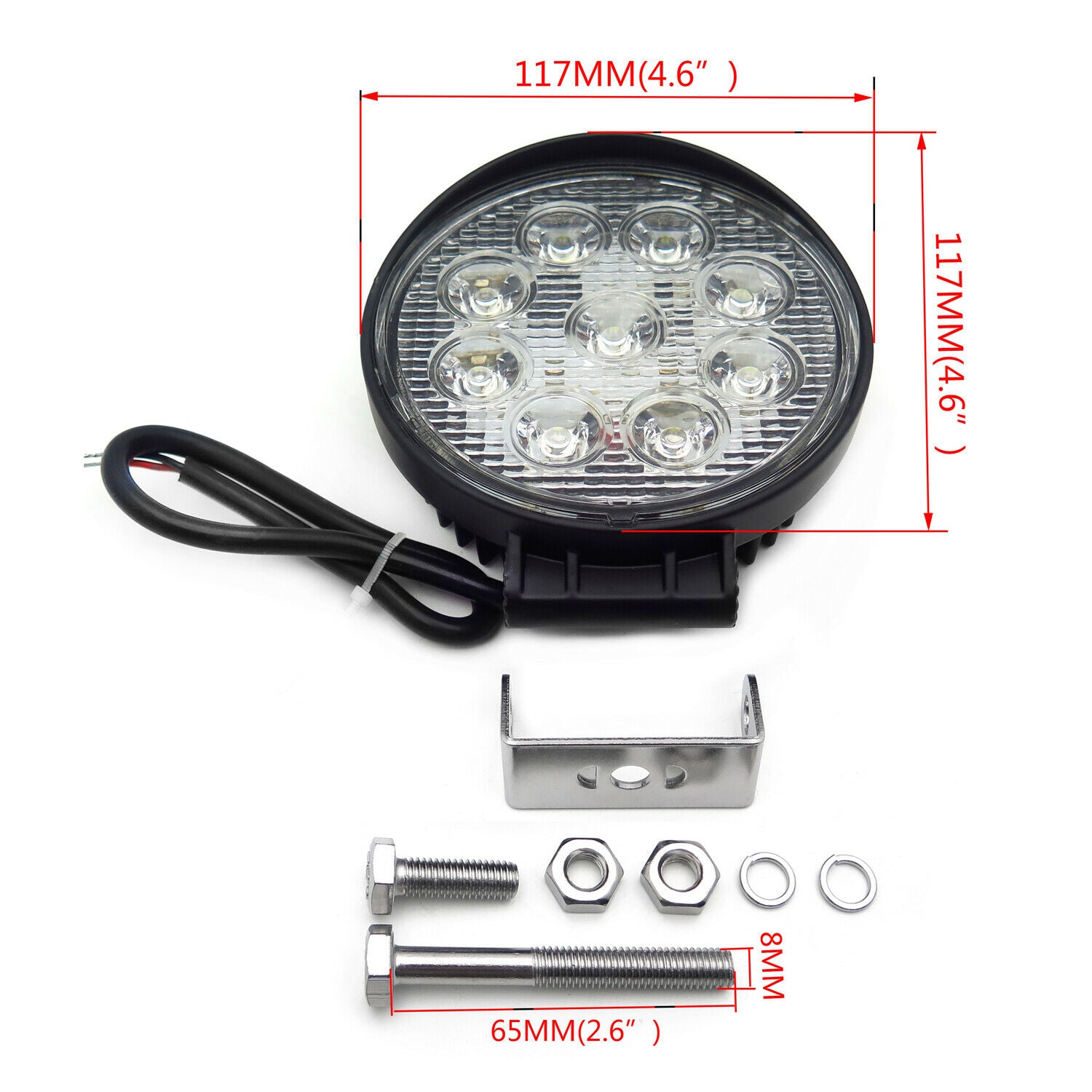 Round 27W Spot BEAM LED Off Road Work 9 LED Light 12V 24V Universal USE SUV Car