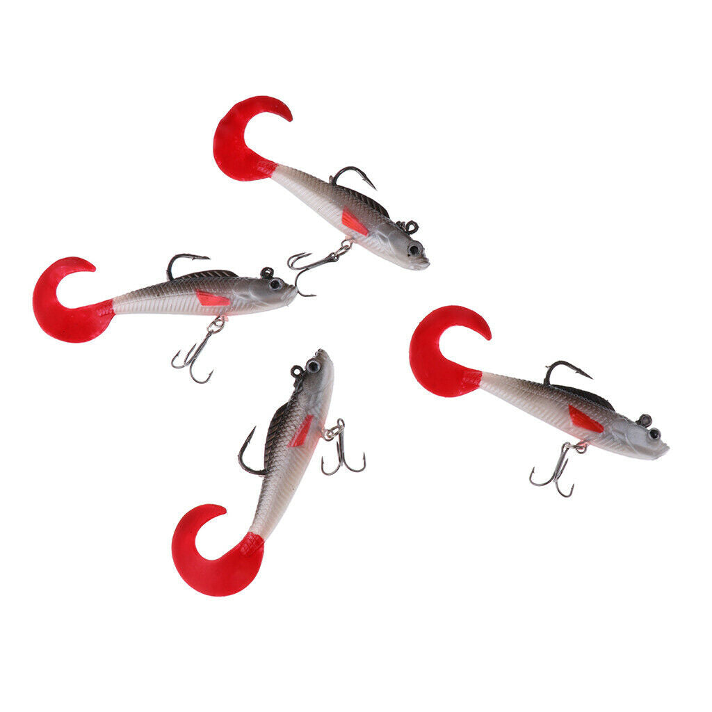 4Pcs Soft Fishing Lures Baits Lead Head Jigs 10cm/9.3g Sinking Crankbaits