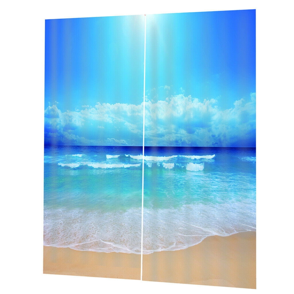 Seaside Scenery Landscape Blackout Curtains for Living Room Style-3