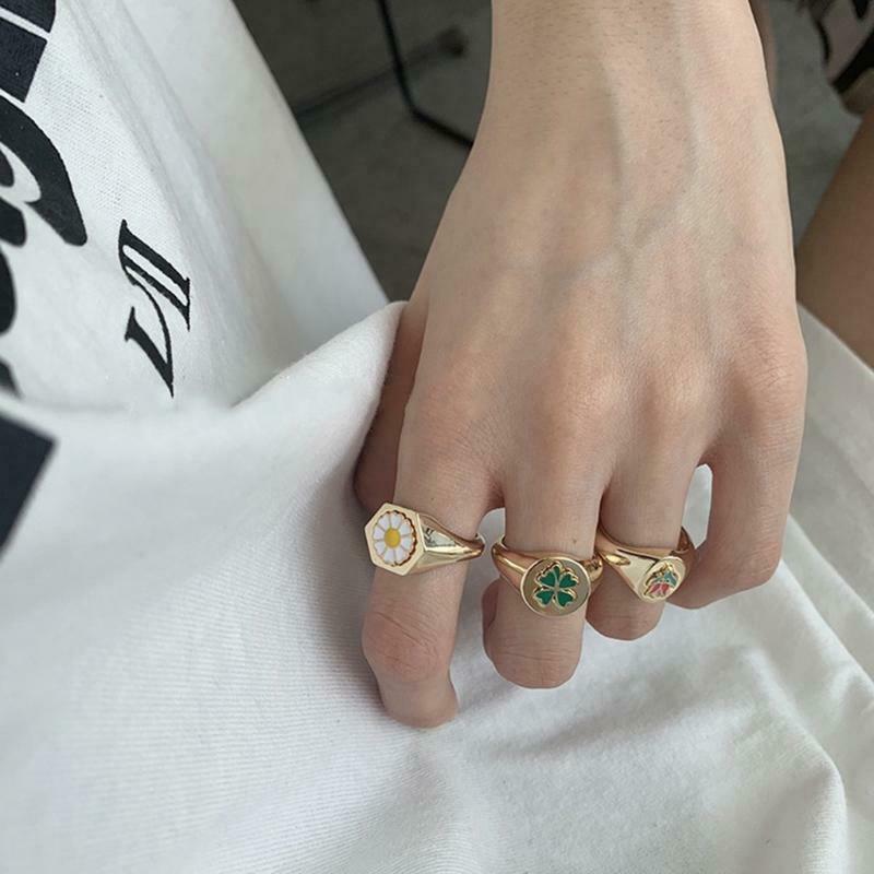4 Pcs Flower Butterfly Ring Adjustable Open Cuff Party Wedding Beauty Jewelry