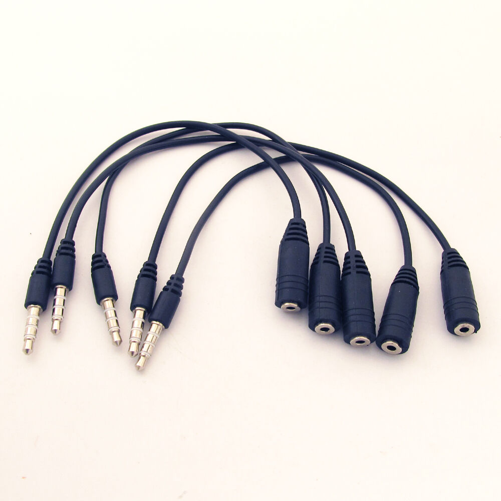 50pcs TRRS AUX Audio Adapter Cable 3.5mm 1/8" 4 Pole 3 Ring Male To 2.5mm Female