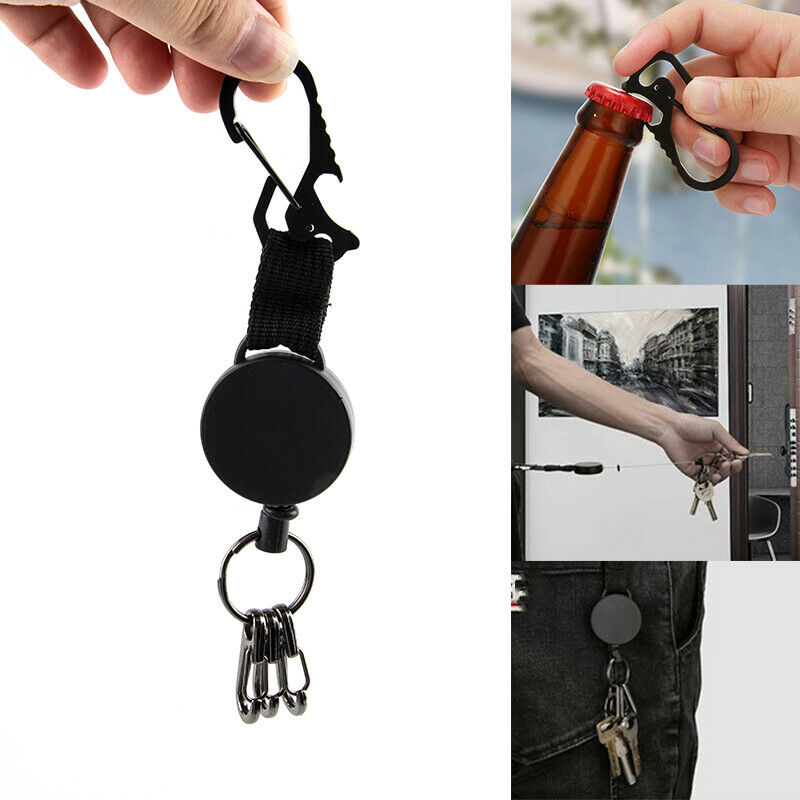 Resilience Wire Rope Keychain Sporty Retractable Anti Lost Keyring Bottle Ope Qx