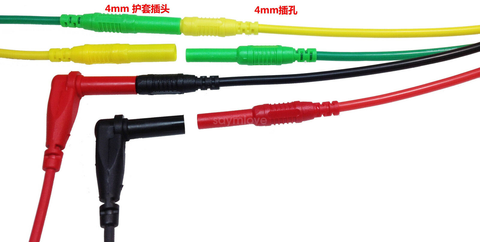4pcs New 1m Test Cable Lead 4mm Banana Plug Male to Female 13AWG Silicone Cable
