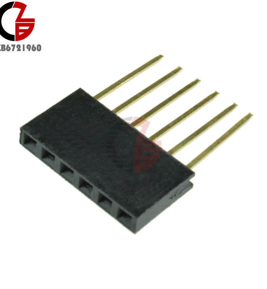 100pcs 6 Pin Single Row Stackable Shield Female Header 2.54mm Pitch Fit Arduino
