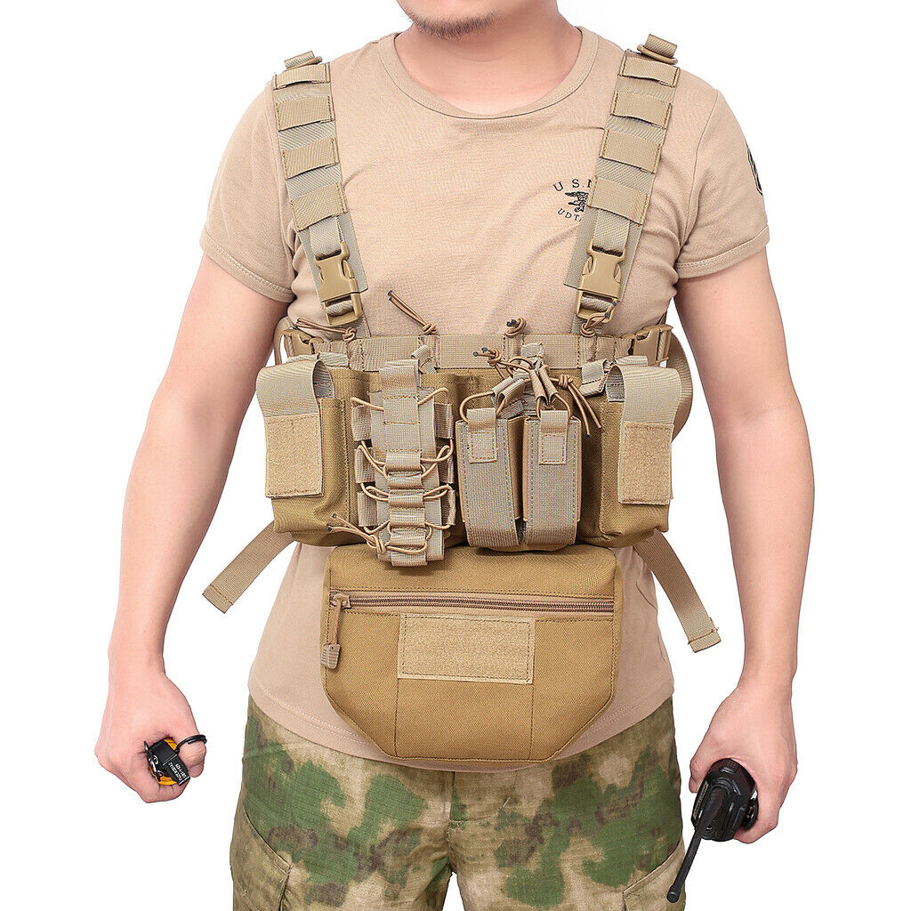 Multi-functional Molle Vest Pouch Chest Bag Tools & Belly Pouch Khaki