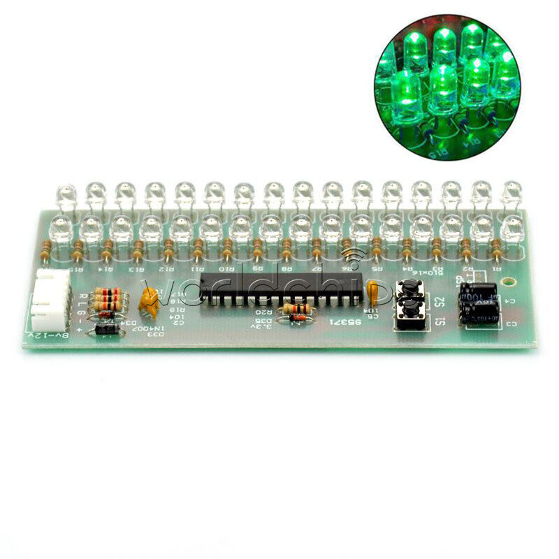 16 LED Dual Channel MCU Adjustable Display Pattern LED VU Meter Level Indicator