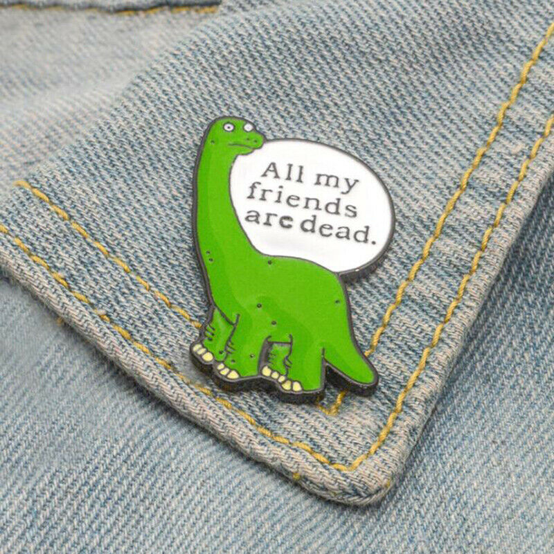 Cartoon Chic Green Dinosaur Badge Jewelry Metal Enamel Pin Brooch Cute S PT