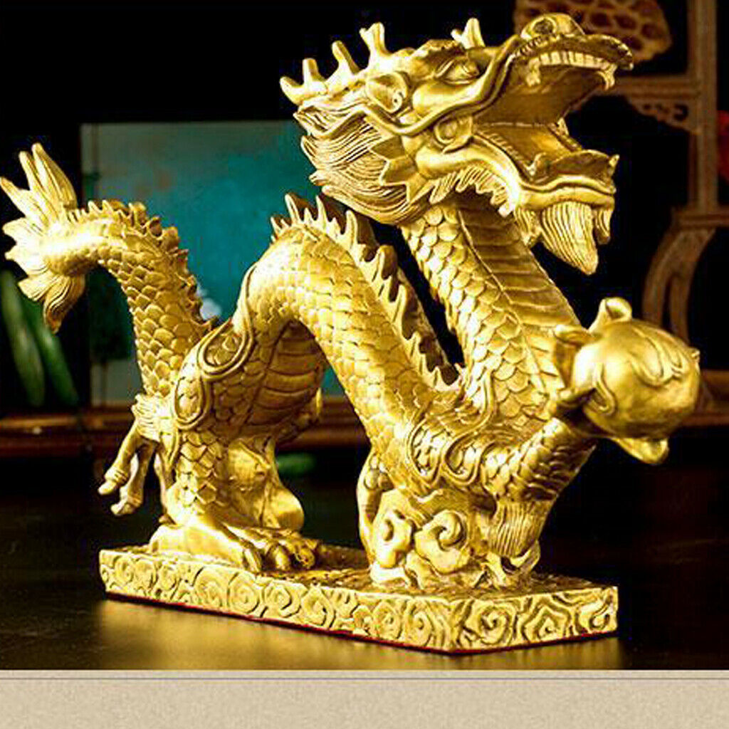 Traditional Dragon Statue Wealth Feng Shui Good Luck Office Car Decoration