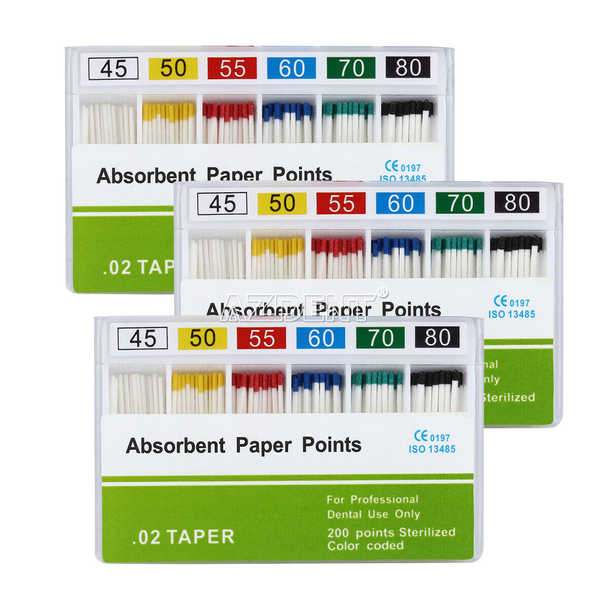 20 Packs Dental Absorbent Paper Points PP 0.02 45-80# Taper 0.02 Root Endodontic