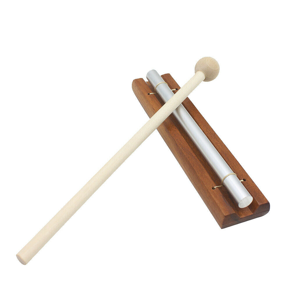 Solo Chime on Wooden Base with Mallet Single Stick for Yoga Meditation Energy