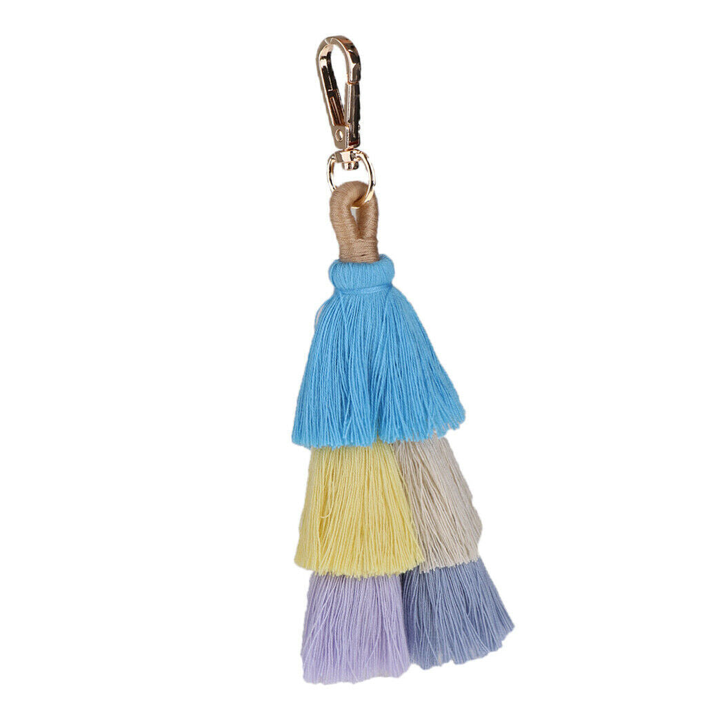 Handmade Polyester Tassel Keychain Pendant Boho Style Bag