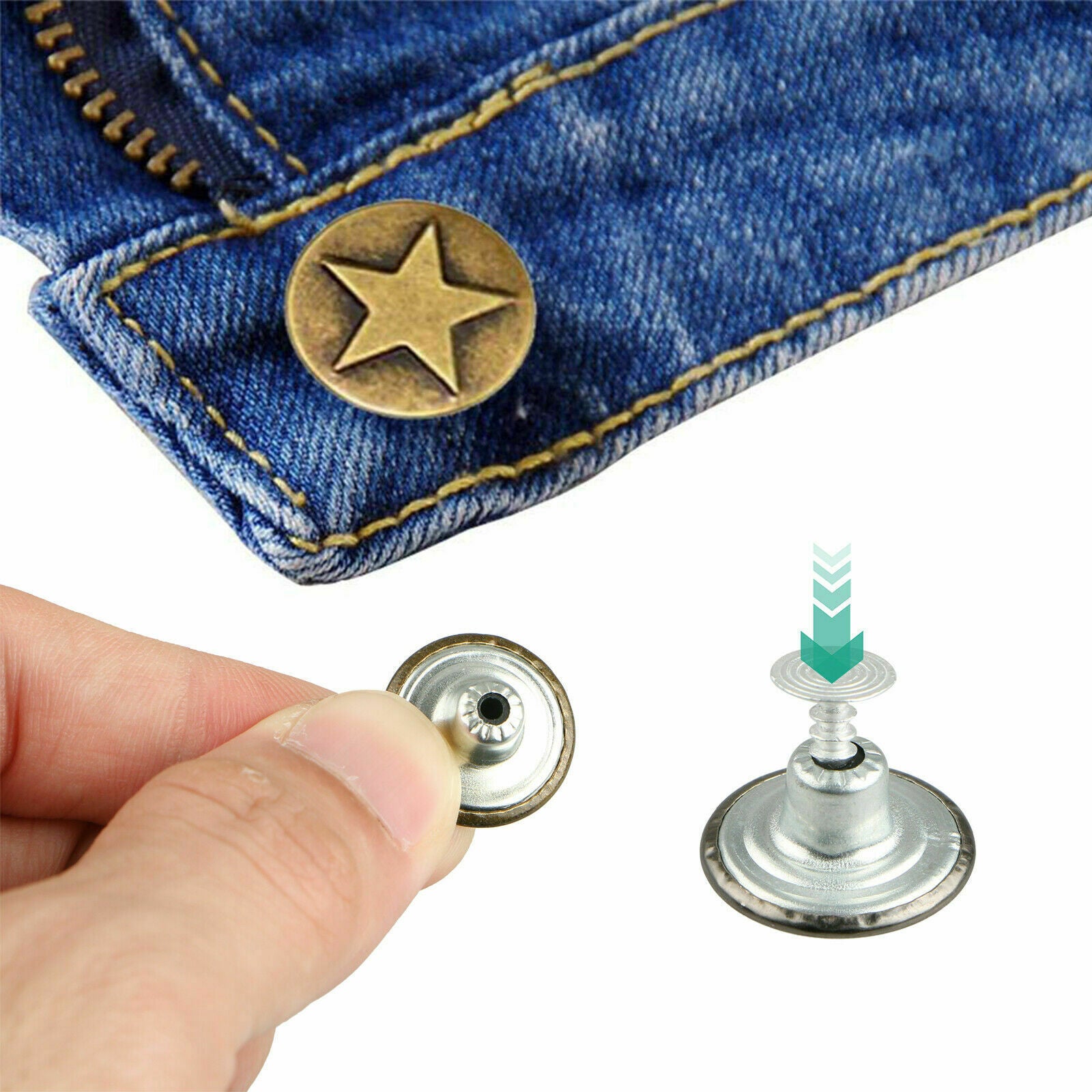 40 Sets Metal Jeans Button Tack Buttons Replacement Kit Repair For Sewing Pants