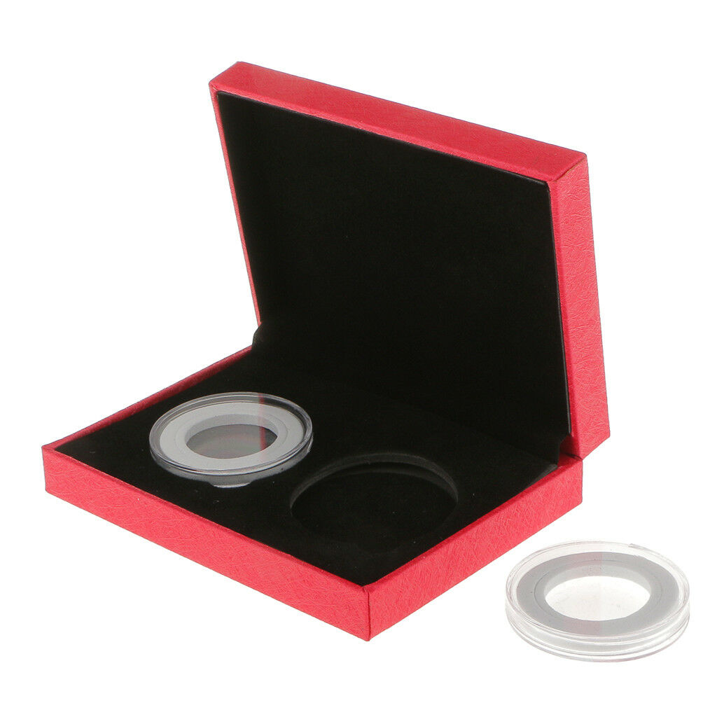 2pcs Coin Case for 40MM Coin Display Box w/ Double Clear Capsule -11.4x8.4cm