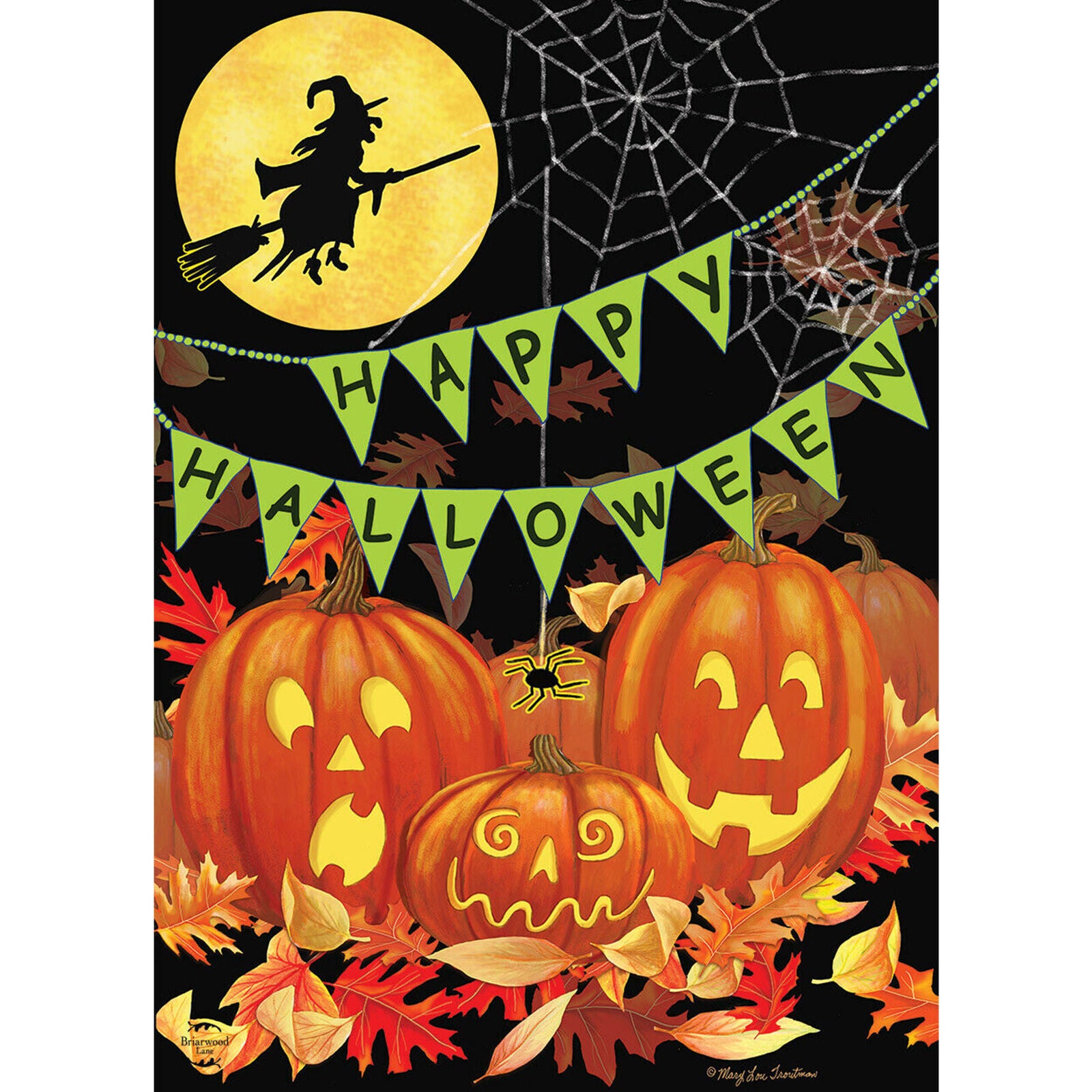 Halloween Haunts House Flag Witch Jack-o-Lantern 28" x 40" Briarwood Lane