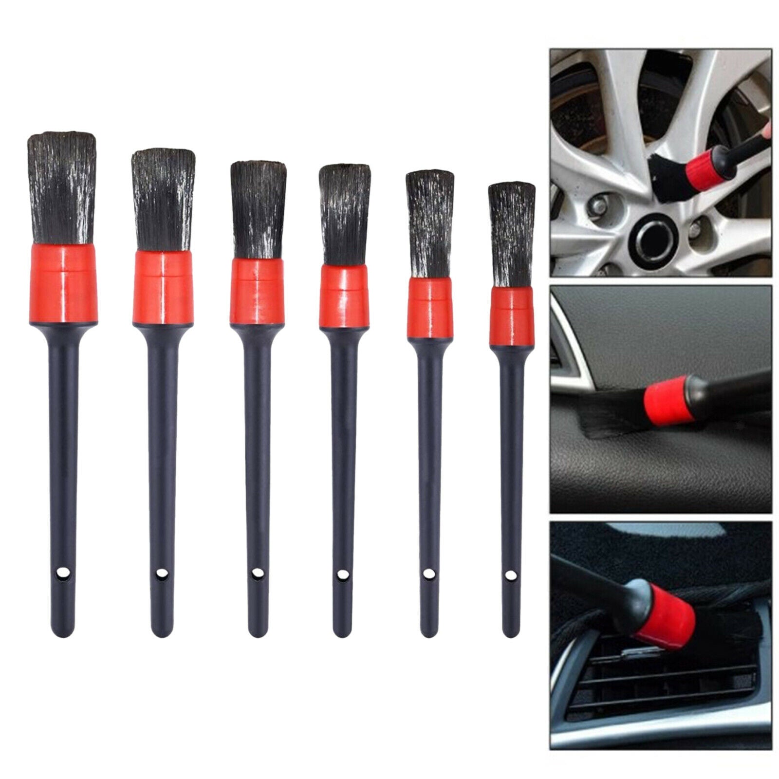 6 Pcs Car Detail Cleaning Brush Set Auto Wheel Engine Detailing Wash Brushes