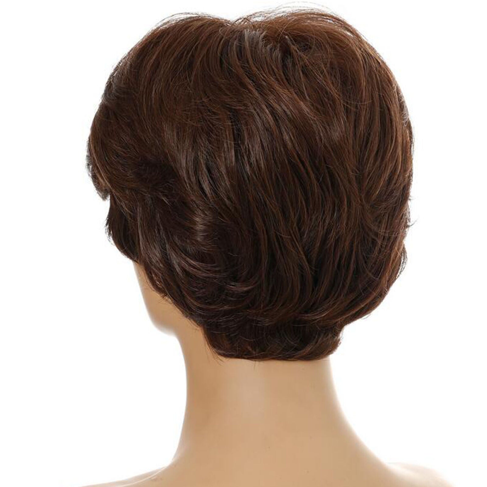Womens Short Curly Wavy Bob Wig Synthetic Fashion Brown Hair Full Wigs