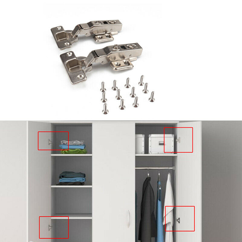 2PC RV Cabinet Cupboard Door Self Closing Half Overlay Concealed Hinges Hardware