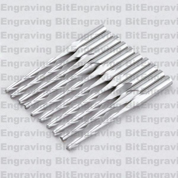 10x 1/8'' Carbide Double Two Flute Spiral Bit Router Endmill CED 2mm CEL 12mm