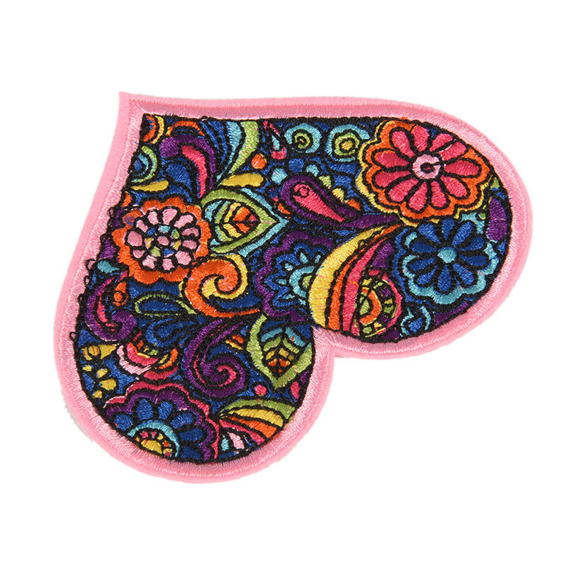 Colorful Flower Heart EmbroideredSewOn Iron On Patch Badge Bag Fabric Appl.l8