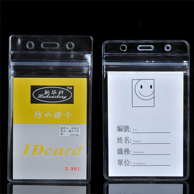 10 x Vertical Solid Vinyl Clear ID Card Badge Holder Case Cover Sleeve VQONYD Kt