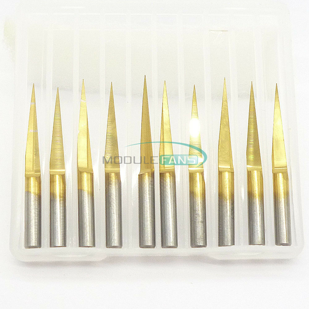 5PCS 3.175mm Carbide PCB Engraving Bits CNC Router Tool V-Shap 0.1mm 10 Degrees