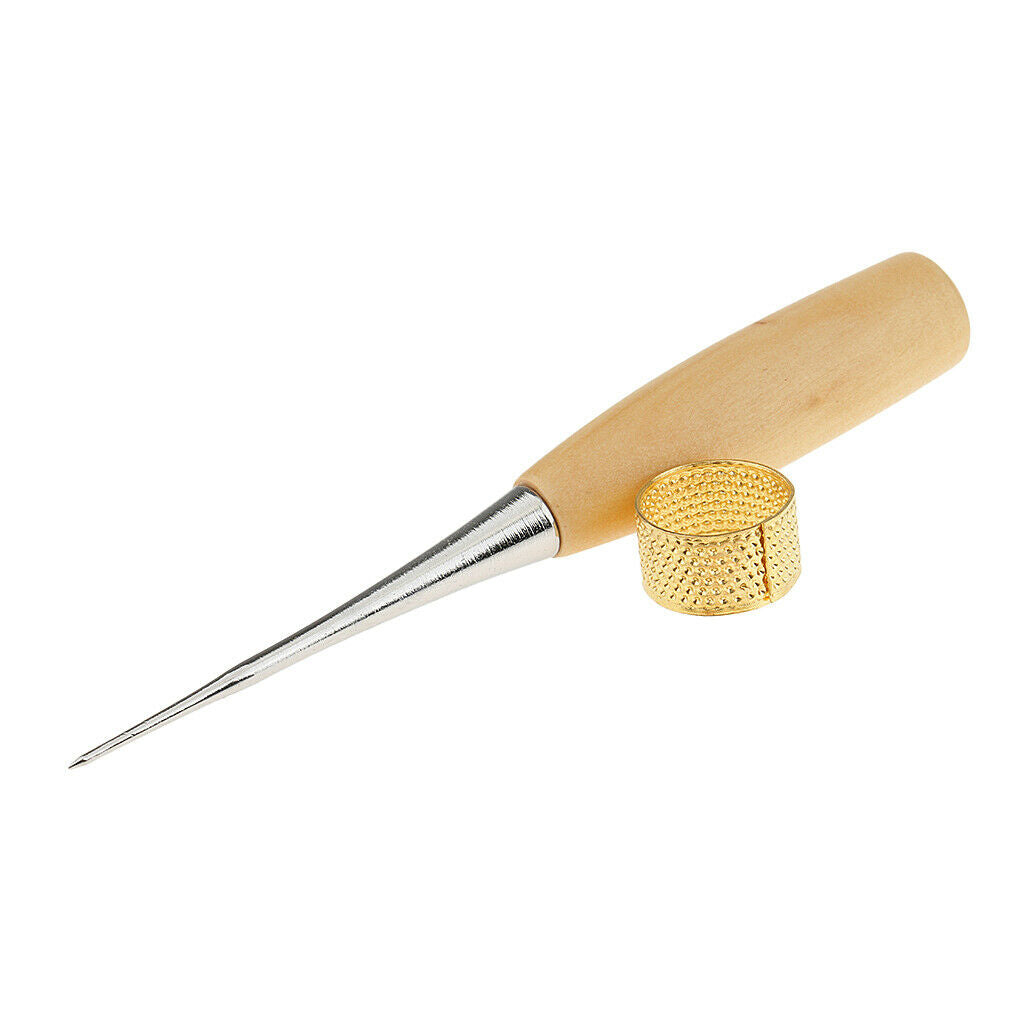 15 Pieces Leather Tools Craft Hand Stitching Kit with Punch Scratch Awl Waxed