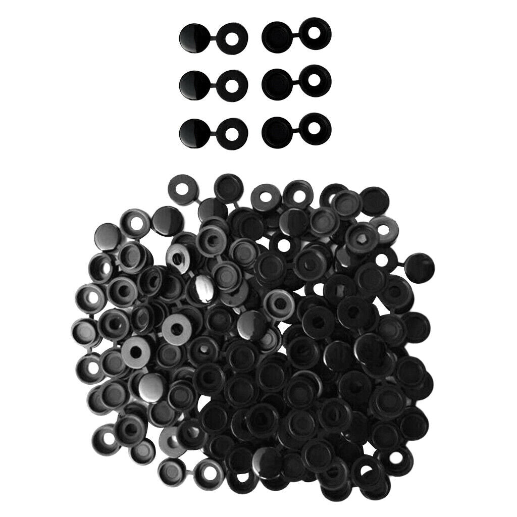 100 Pieces Small Hinged Screw Cover   for Car Home Furniture Decor Black