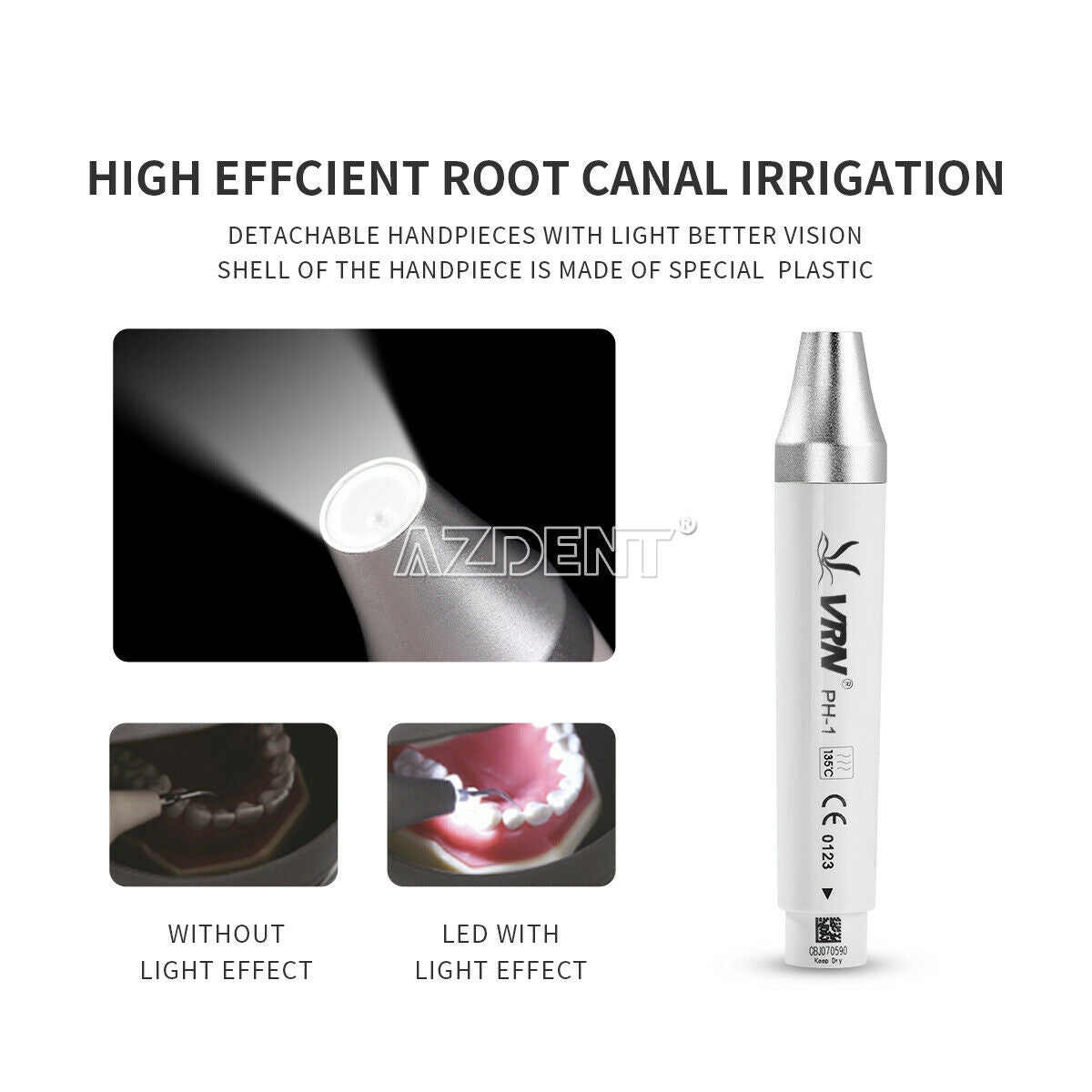 EU Dental LED Wireless Ultrasonic Scaler VRN-A8 Auto-Water Supply 500ml Bottle