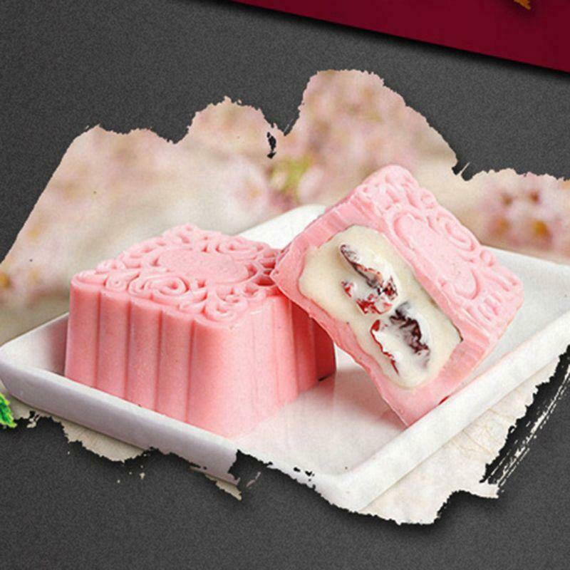 4pcs Square Hand Press Stamp Moon Cake Decor Barrel Mooncake Mold 100g DIY Tool