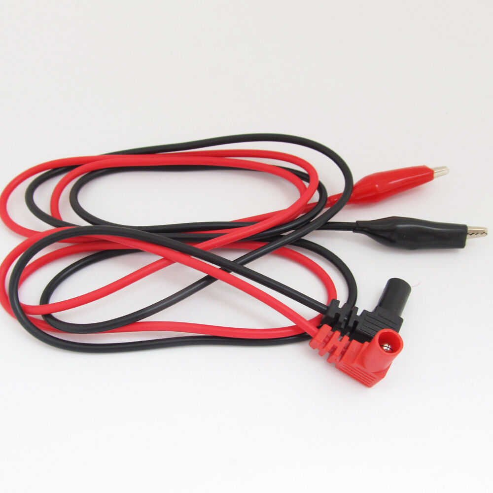 2pcs 1M Angle 4mm Probe Banana Plug to Alligator Clip Multimeter Lead Cable