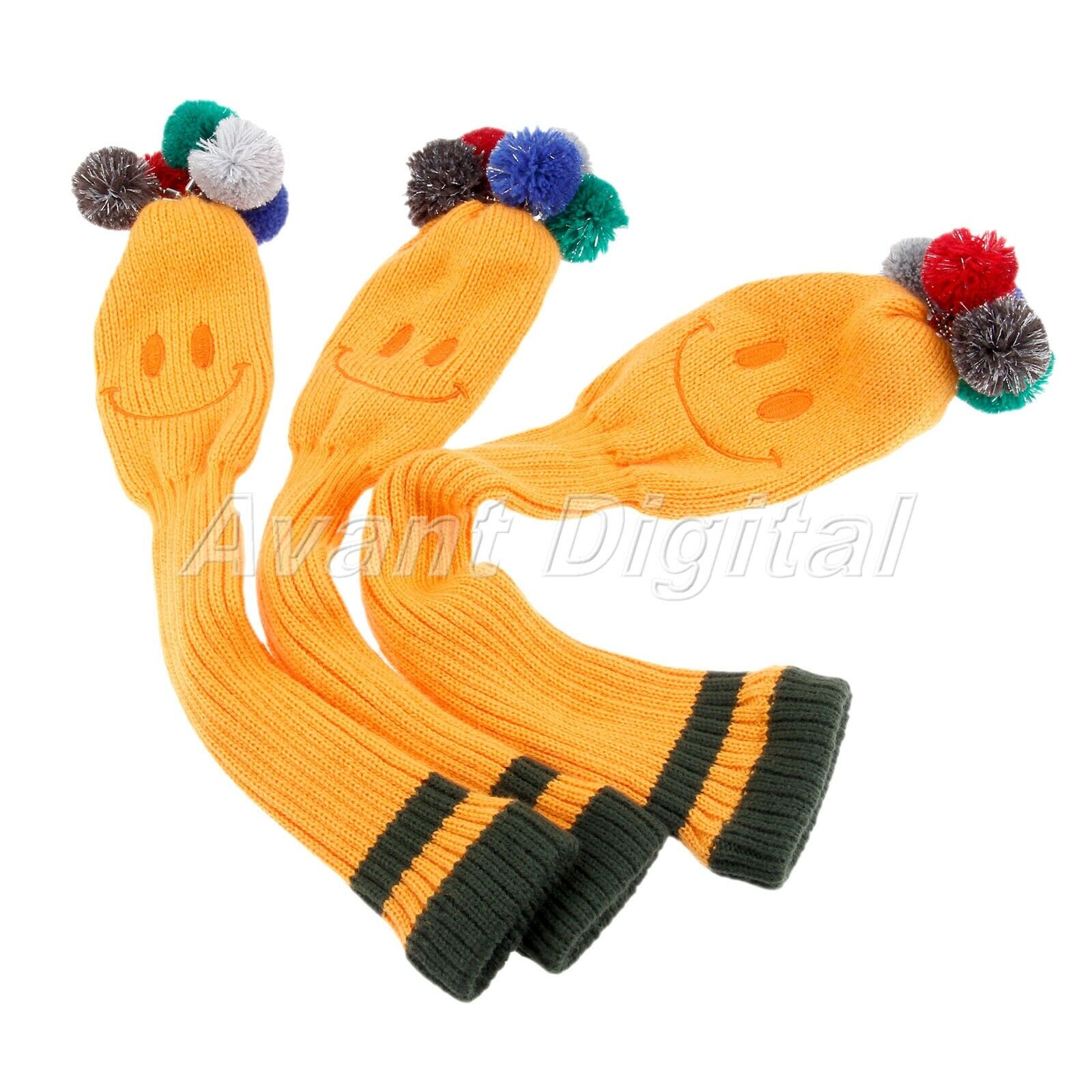 3Pcs/Kit Golf Club Headcovers Knitted Head Covers Protect Scratched Guard Sleeve
