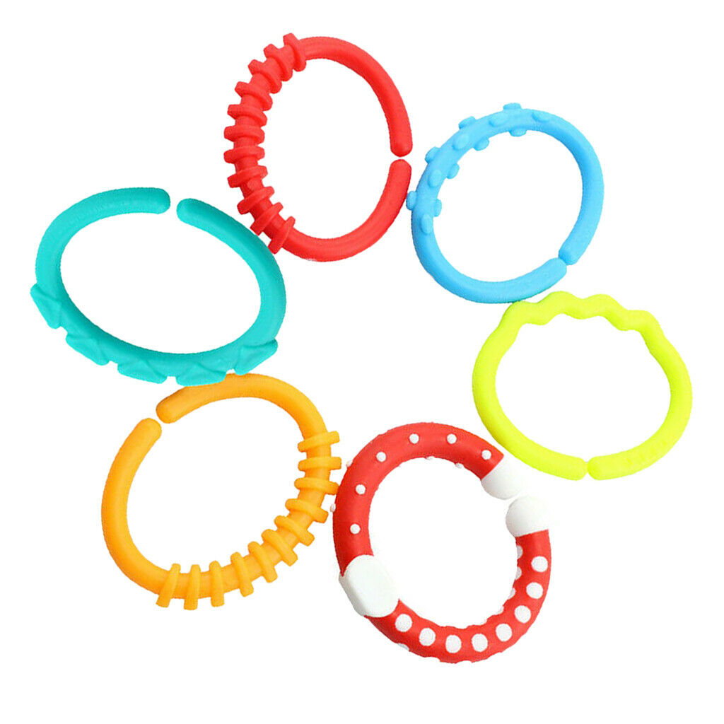 6pcs Baby Teething Rings BPA Free Silicone Teether Bracelet - Sensory Rings