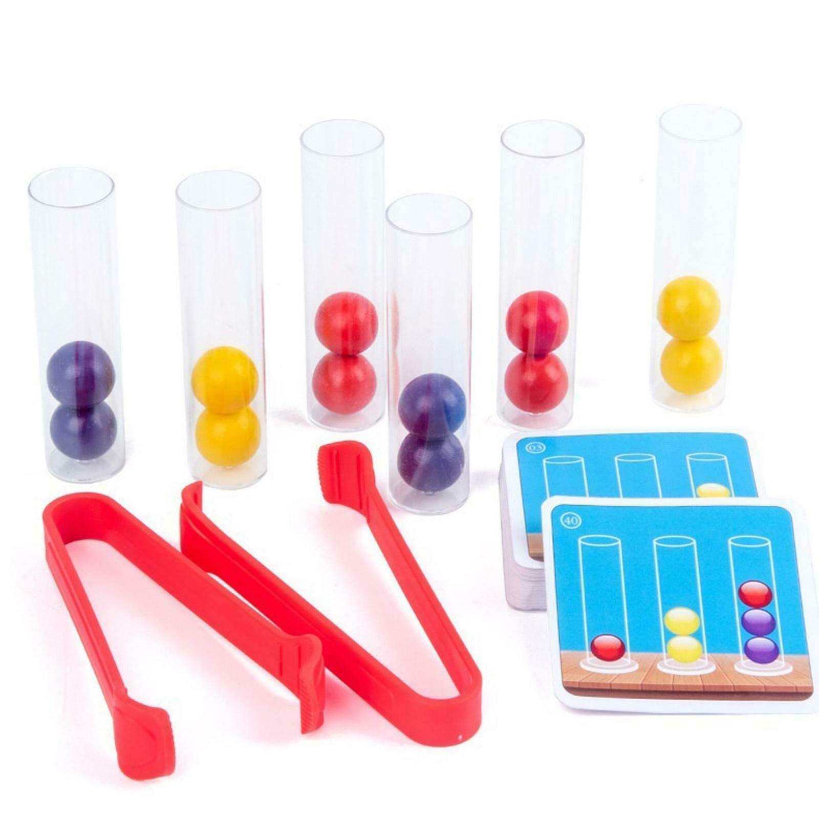 Montessori Wooden Bead Game Fine Motor Skill Test Tube Clip Beads Toys