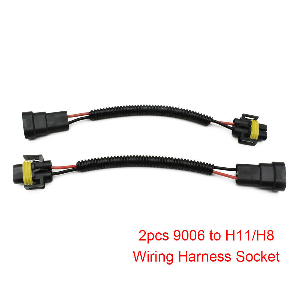 2Pcs 9006 To H11 H8 Headlight Fog Light Conversion Wiring Cable Socket Connector