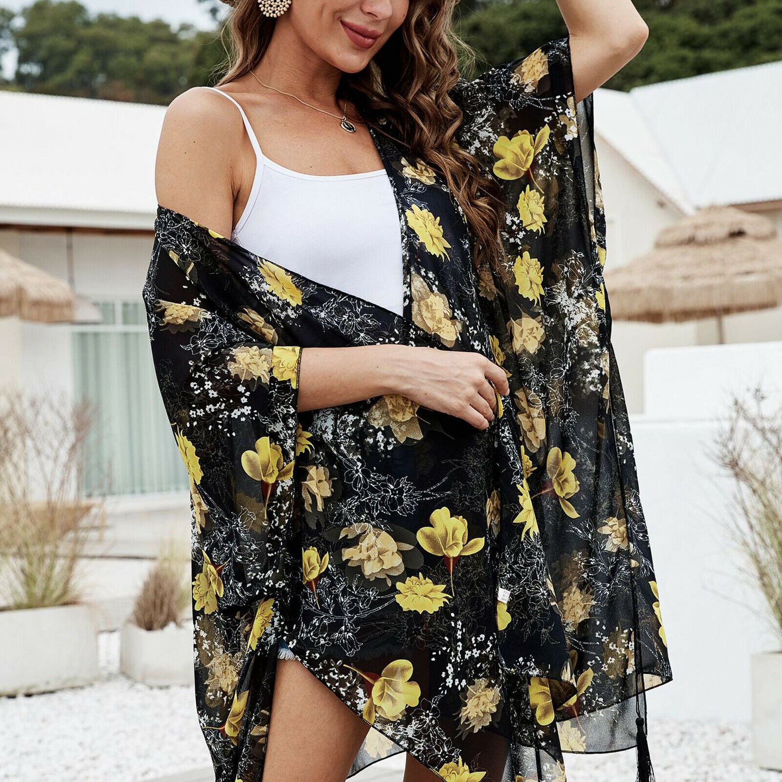 Women's Sexy Cover Up Kimono Cardigan Chiffon Summer Beach Robe Swimwear Top