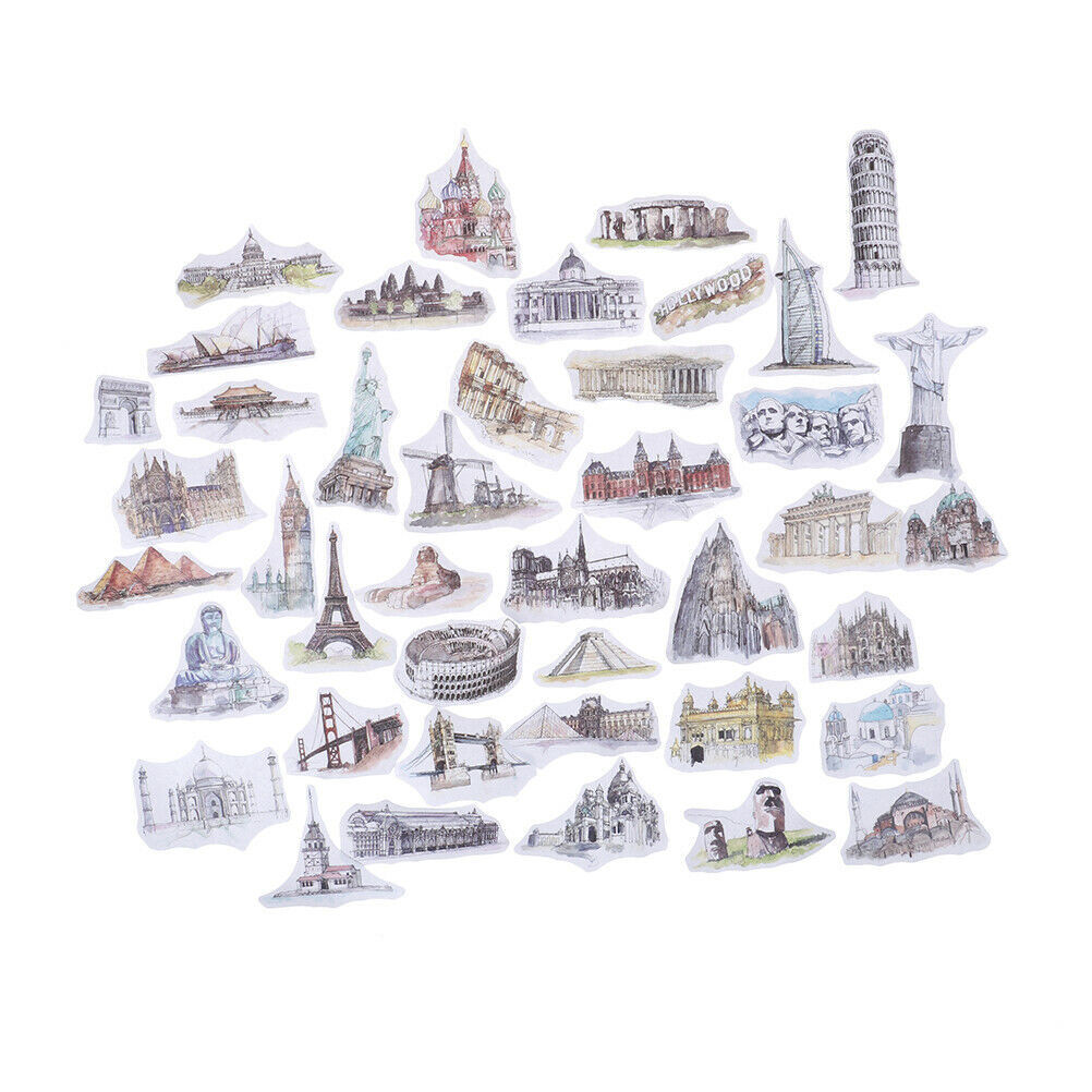 42pcs cities tower label stickers DIY scrapbooking stickers travel world .l8