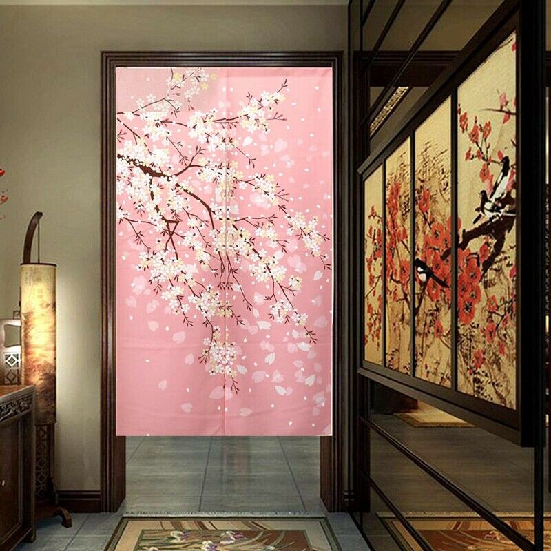 Japan Beimen Road Shower Curtain Cherry Blossom Japanese Fabric Printing CurtaA1