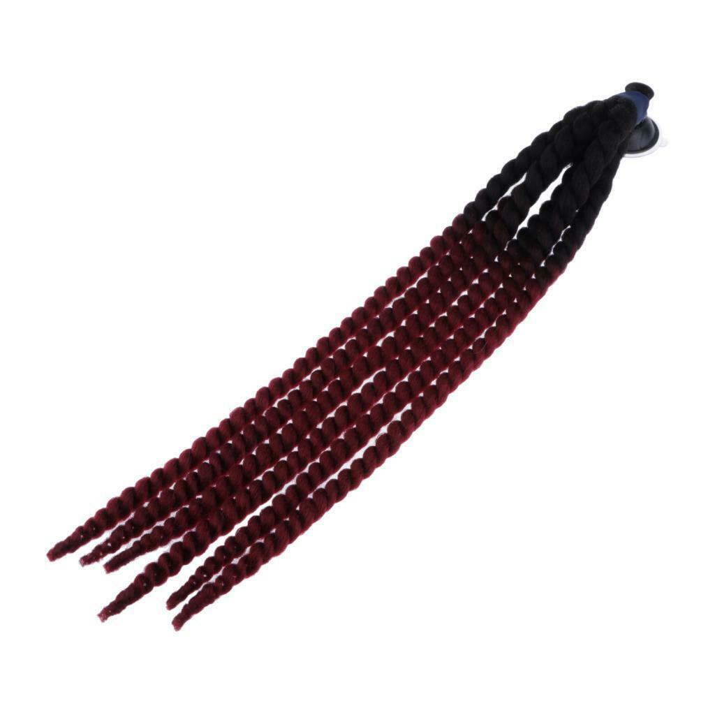 Hand-made Helmet Braids / Ponytail Motorcycle Helmet Wig Hair Wine Red