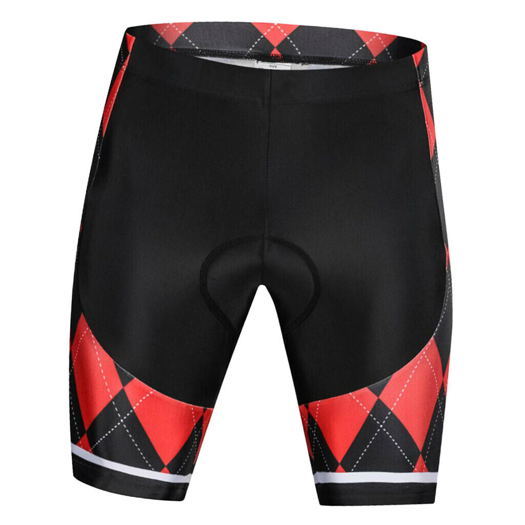 Breathable Comfortable Black and Red Grid Summer Mountain Biking Shorts