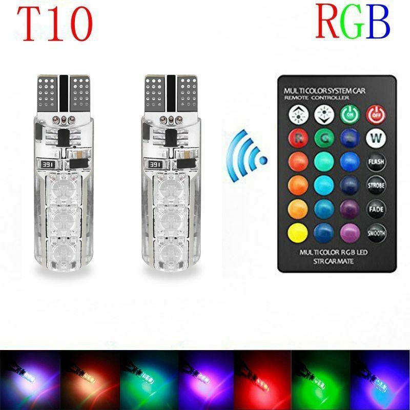 2x T10 5050 Remote Control Car Led Bulb 6 Smd Colorful W5w 501 Side Light Bulbs