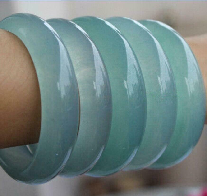 100% natural 58-60mm jadeite jade A grade ice oil cyan Bangle bracelet
