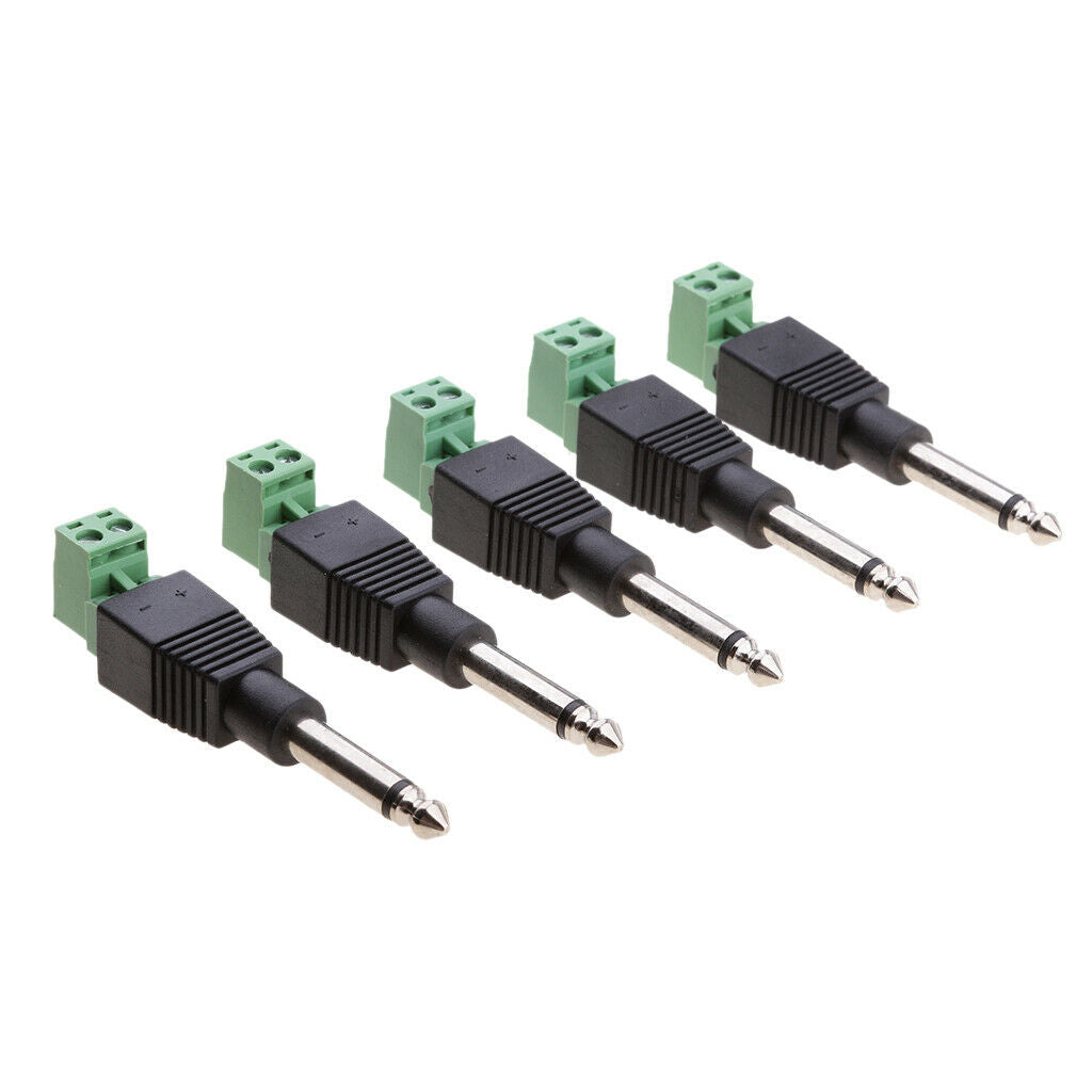 Pack of 5 Mono 6.35 Mm 1/4 Inch Audio  Plug with Internal Thread Connection
